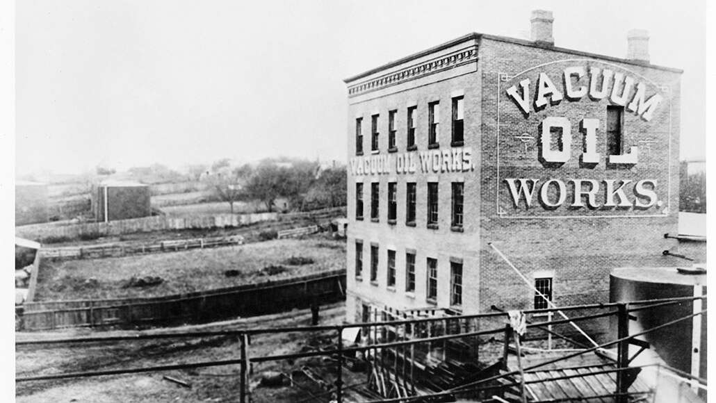 Vacuum oil works black and white photo from 1879