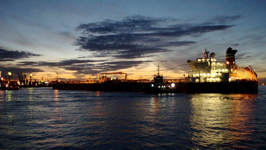 a crude oil container at the fawley refinery in the UK