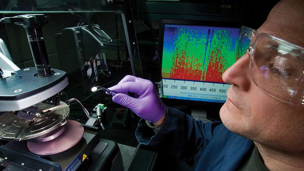 An ExxonMobil employee using a profilometer